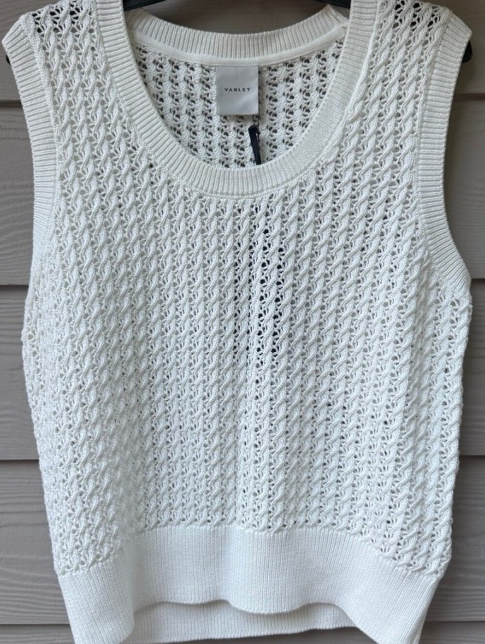 Varley Ferns Open Knit tank In Snow White Size L - Picture 9 of 10